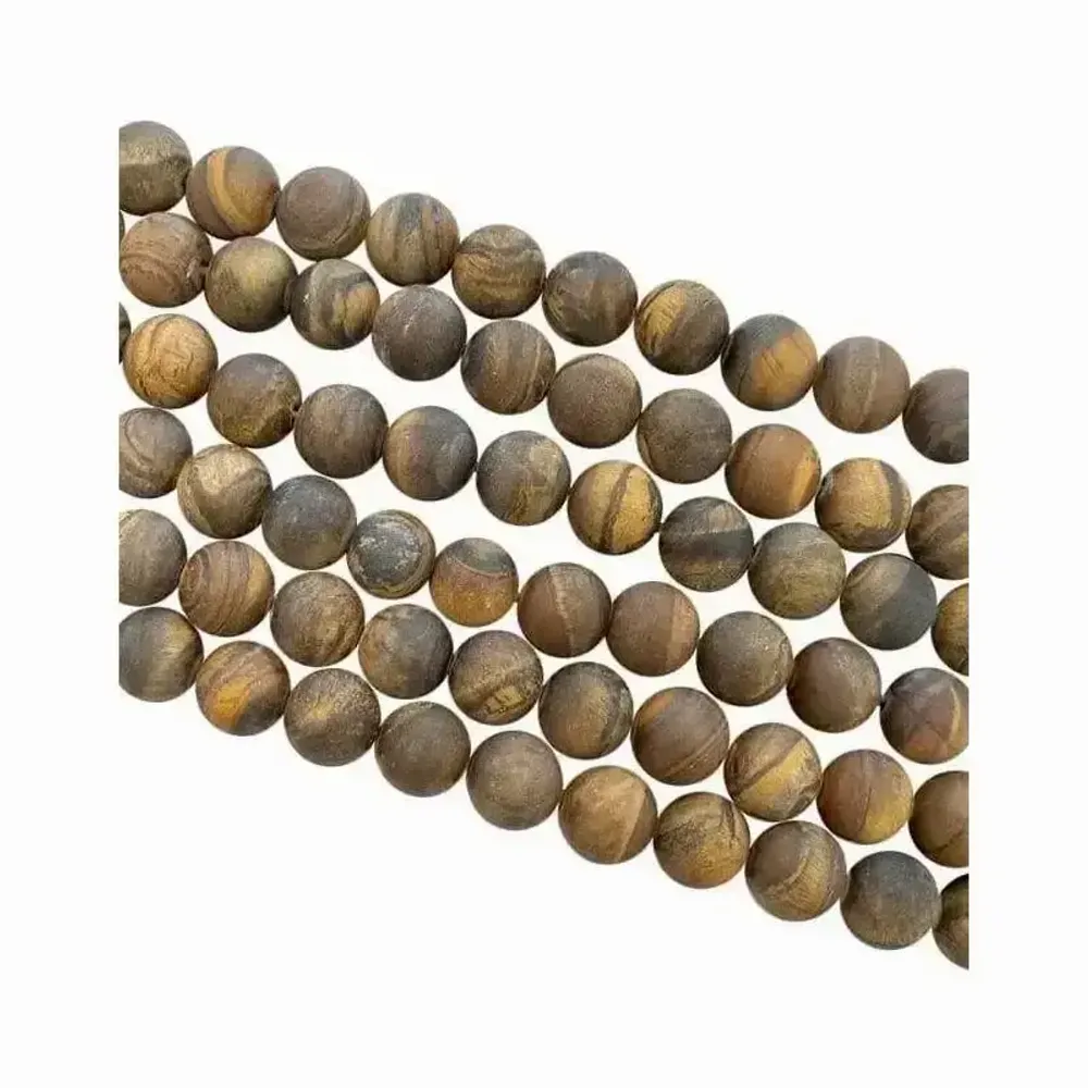 Bijoux - Oeil de tigre A perles mates 8mm sur fil 40cm - ARABESK