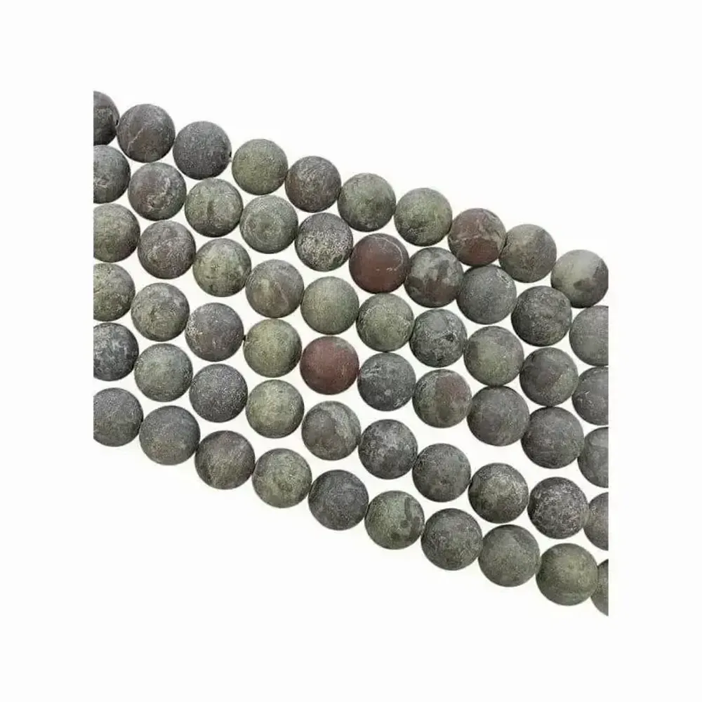 Bijoux - Jaspe Sang de Dragon A perles mates 8mm sur fil 40cm - ARABESK