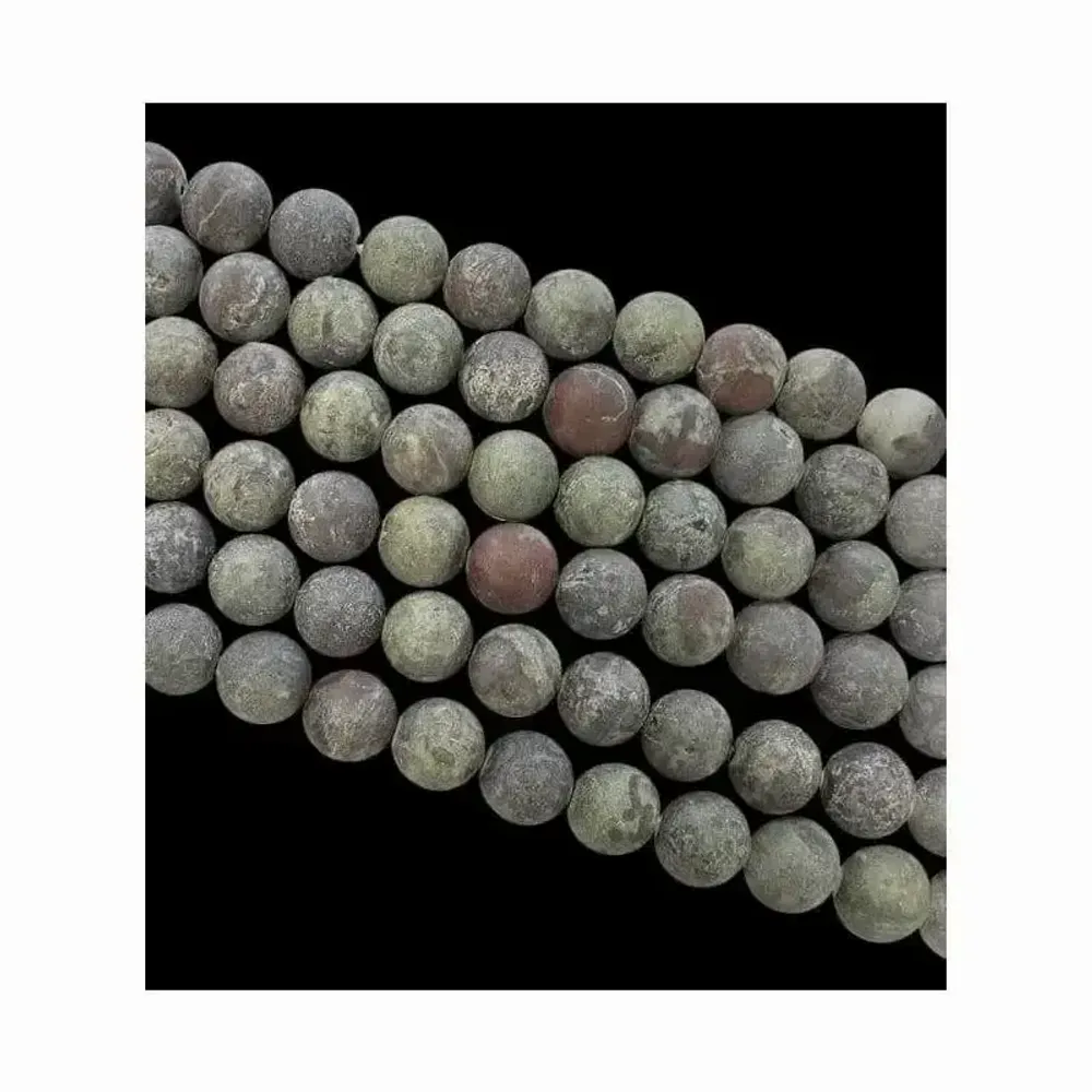 Bijoux - Jaspe Sang de Dragon A perles mates 8mm sur fil 40cm - ARABESK