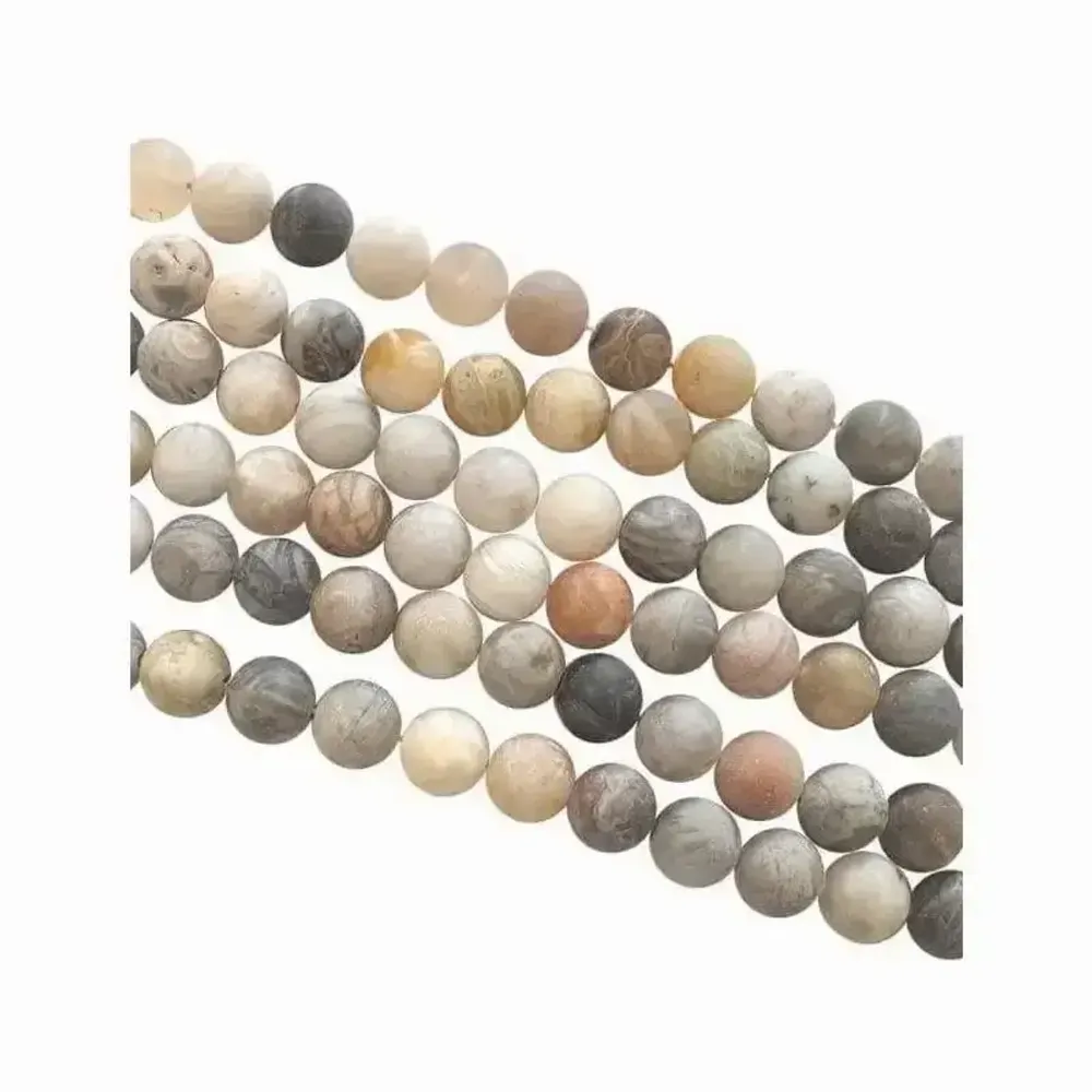 Bijoux - Agate Plume perles mates 8mm sur fil 40cm - ARABESK