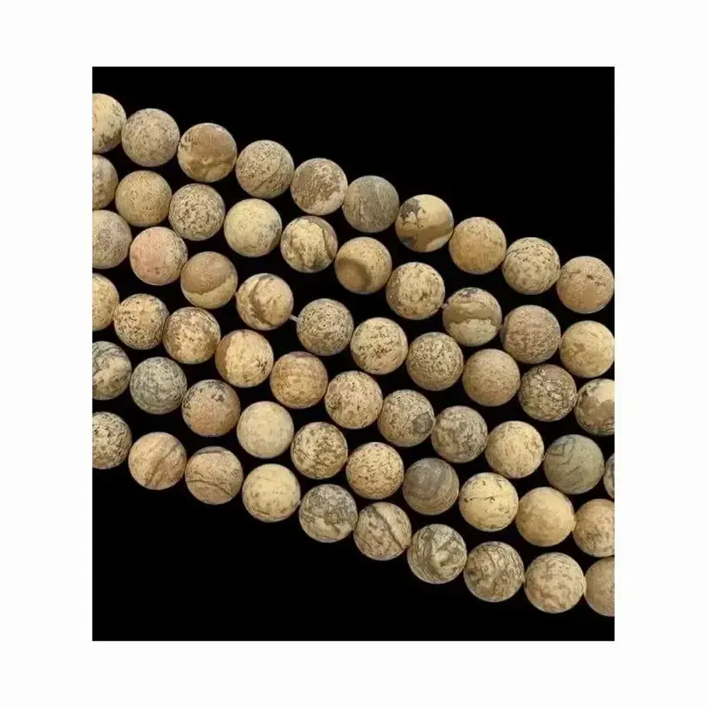 Jewelry - Jasper Landscape matte beads 8mm on a 40cm thread - ARABESK