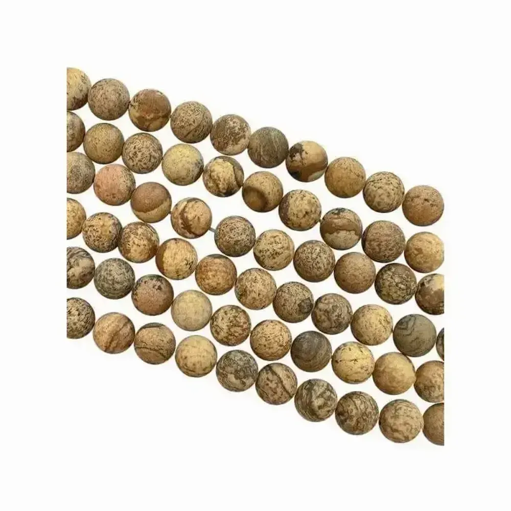 Jewelry - Jasper Landscape matte beads 8mm on a 40cm thread - ARABESK