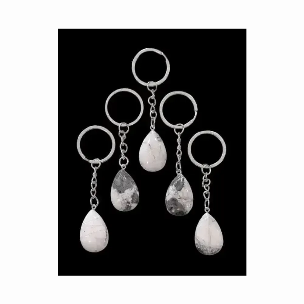 Jewelry - 30mm Howlite A Drop Key Ring x 5 - ARABESK