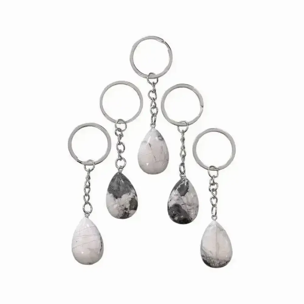Jewelry - 30mm Howlite A Drop Key Ring x 5 - ARABESK