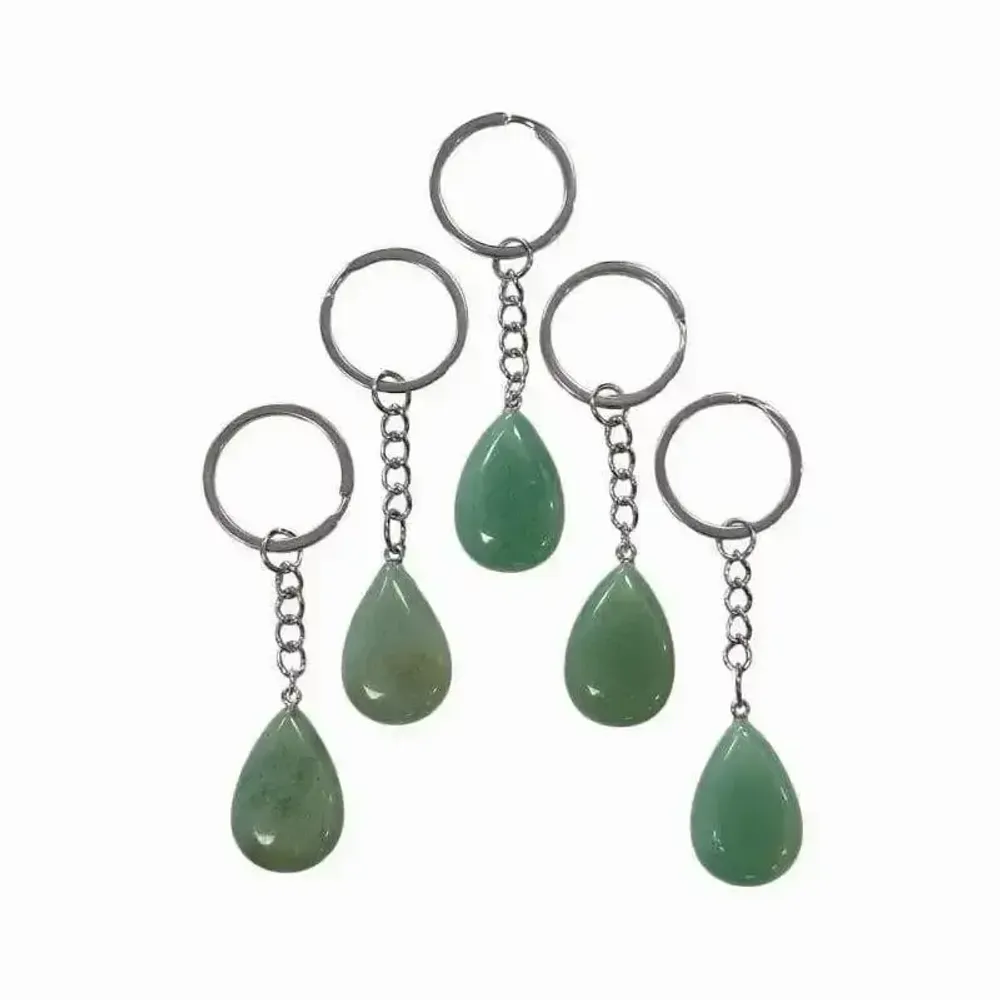 Bijoux - Porte Clés Goutte Aventurine Verte A 30mm x 5 - ARABESK