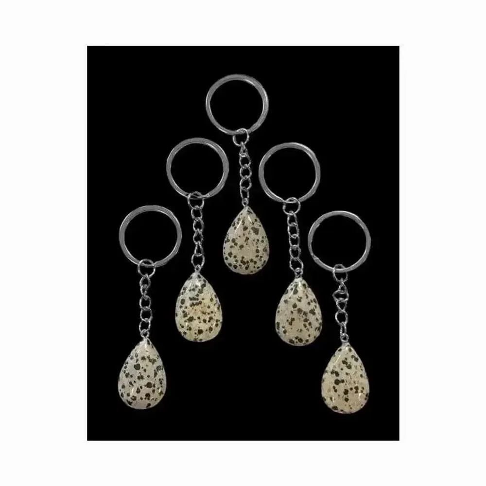 Jewelry - Dalmatian Jasper A Teardrop Key Ring 30mm x 5 - ARABESK