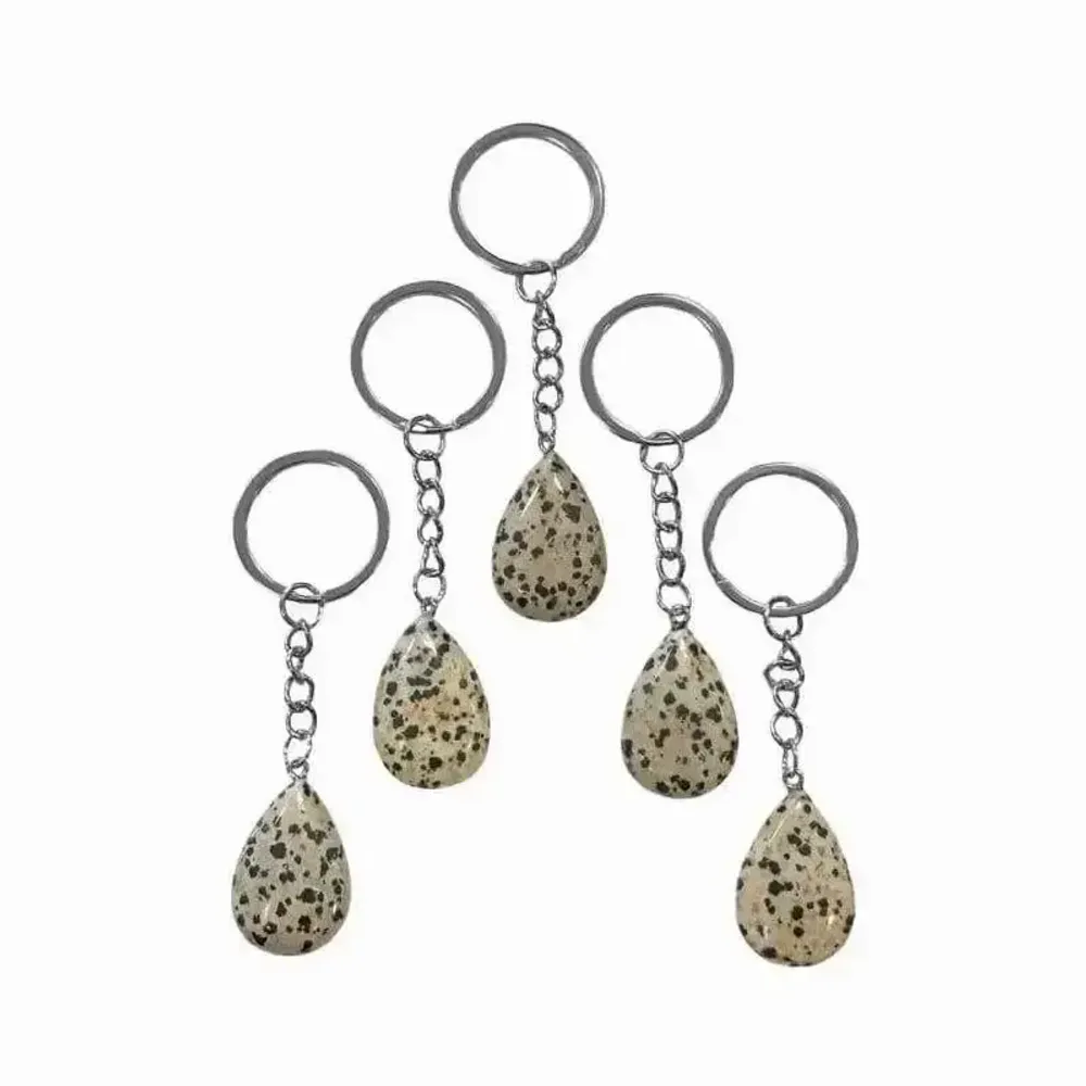 Jewelry - Dalmatian Jasper A Teardrop Key Ring 30mm x 5 - ARABESK