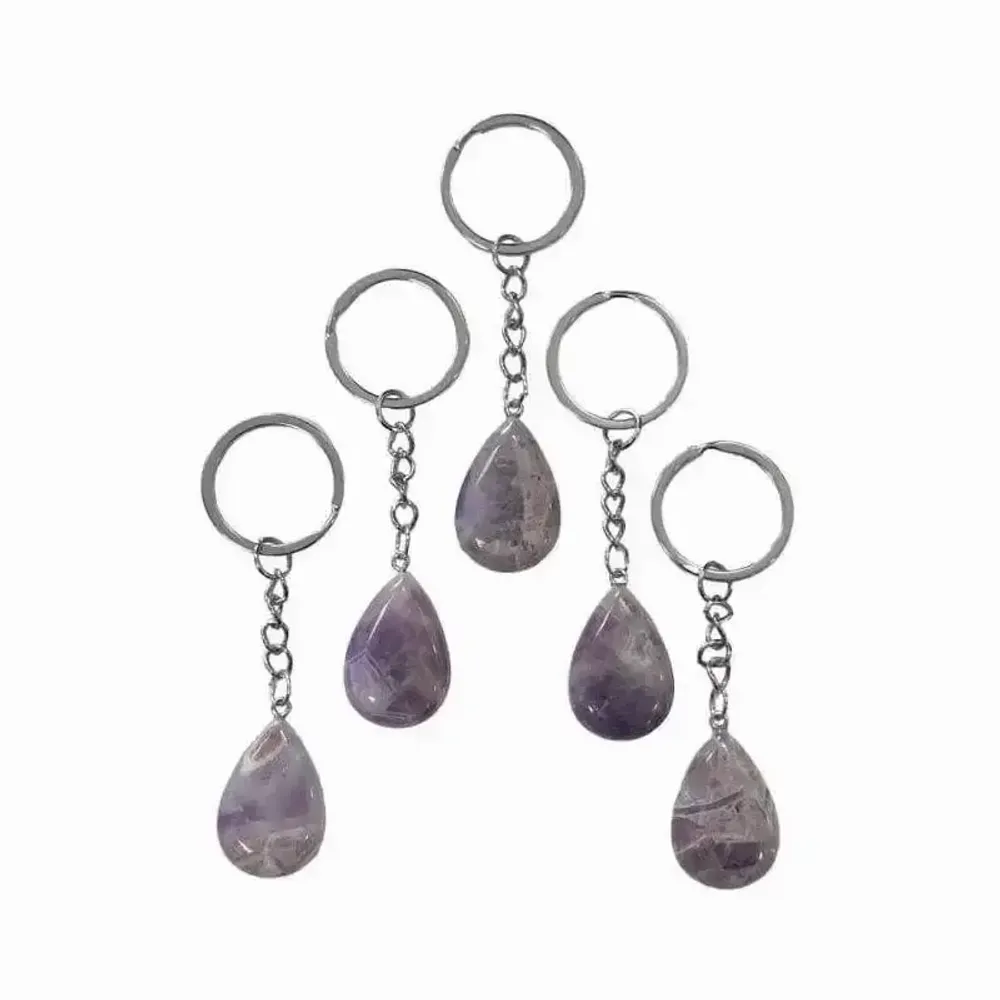 Jewelry - Amethyst Drop Key Ring 30mm x 5 - ARABESK