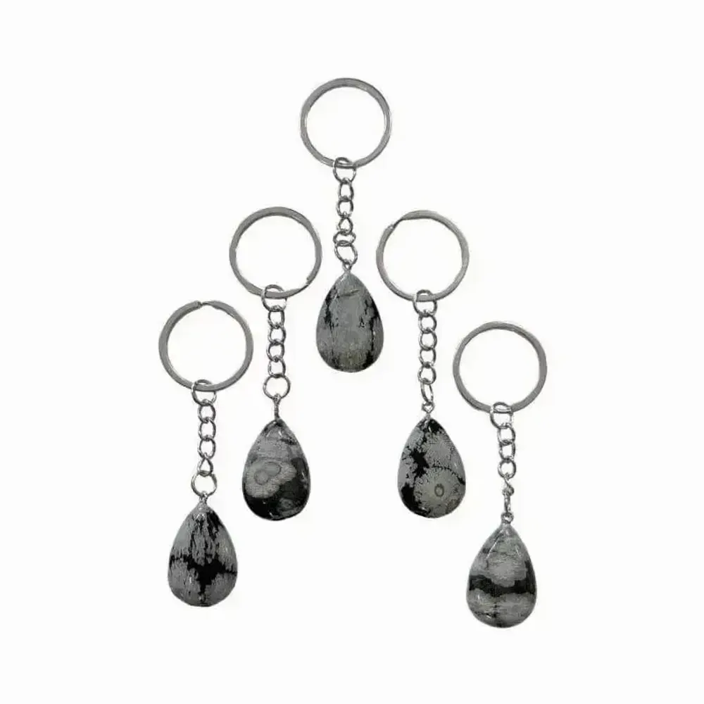 Jewelry - Snowflake Obsidian Drop Keyring 30mm x 5 - ARABESK