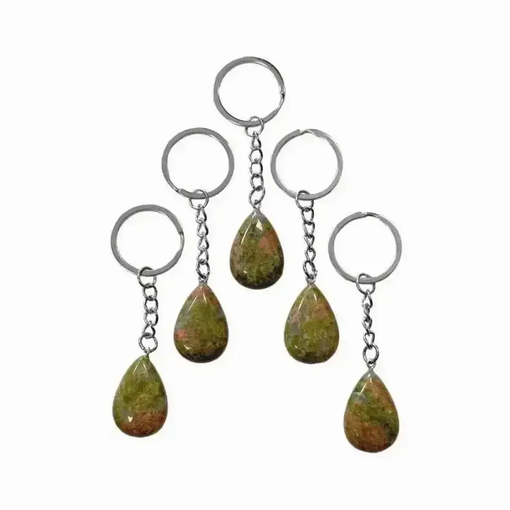 Bijoux - Porte Clés Goutte Unakite A 30mm x 5 - ARABESK