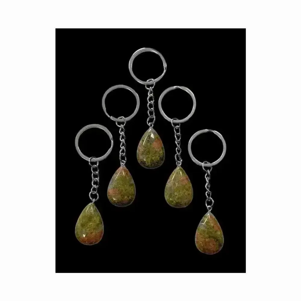 Bijoux - Porte Clés Goutte Unakite A 30mm x 5 - ARABESK