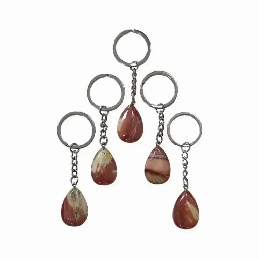 Bijoux - Porte Clés Goutte Jaspe Mokaite Violet A 30mm x 5 - ARABESK