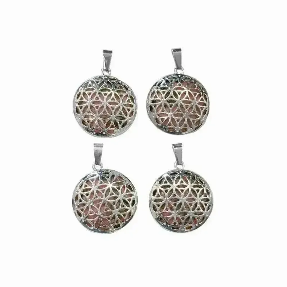 Bijoux - Pendentif Métal Fleur de Vie Rhodonite 25mm x4 - ARABESK