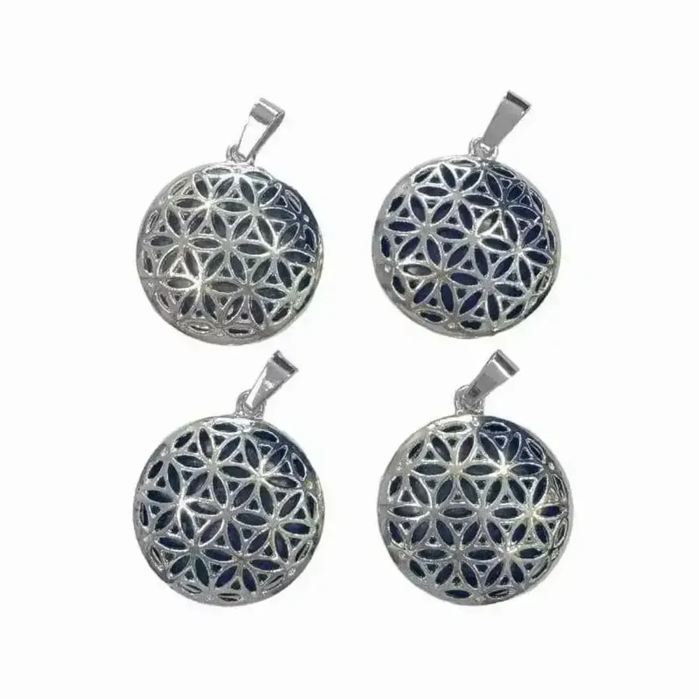 Bijoux - Pendentif Métal Fleur de Vie Lapis Lazuli A 25mm x4 - ARABESK