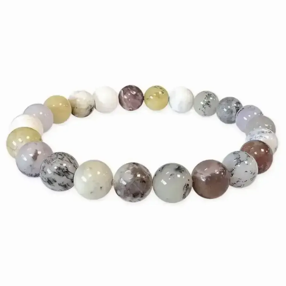 Bracelets - Opal Dendrite Bracelet 8-9mm beads - ARABESK