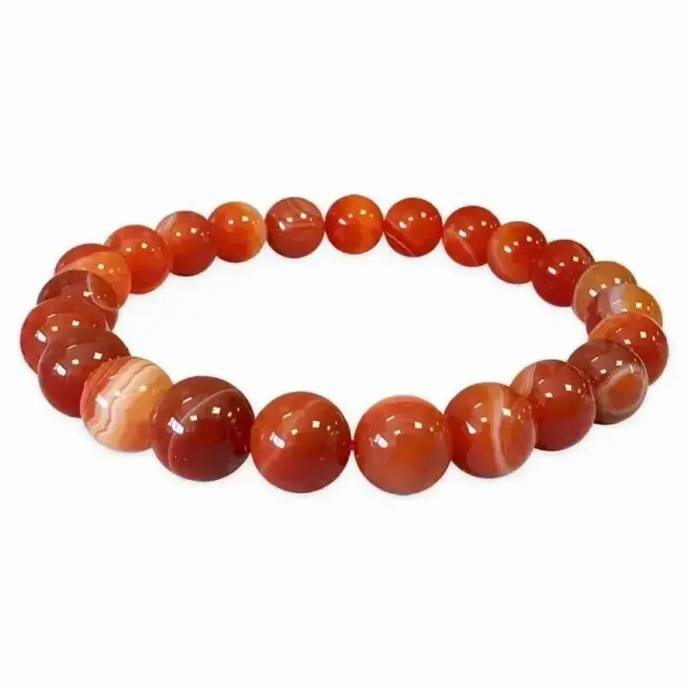 Bracelets - Bracelet Agate Rouge Rubanée A perles 8mm - ARABESK