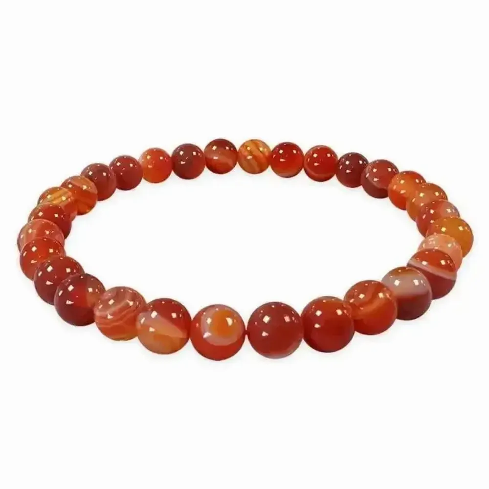 Bracelets - Ribboned Red Agate A Bracelet With 6mm beads - ARABESK