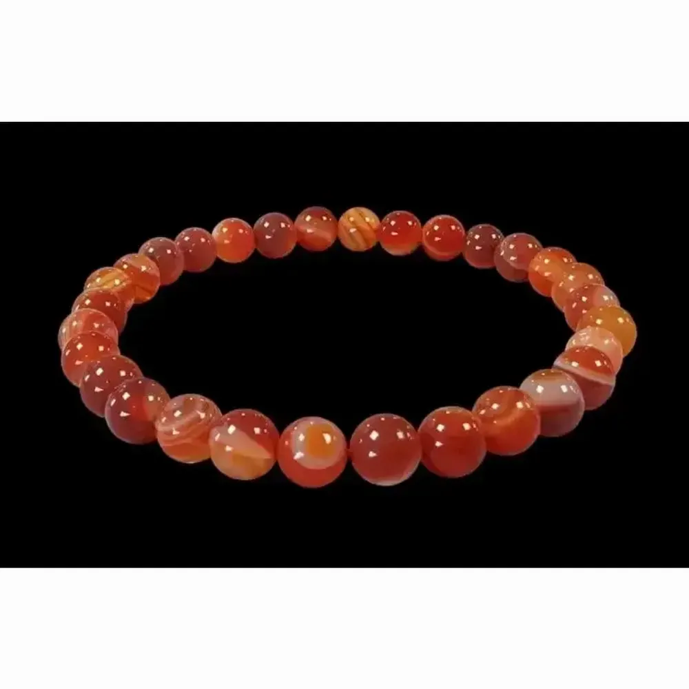 Bracelets - Ribboned Red Agate A Bracelet With 6mm beads - ARABESK