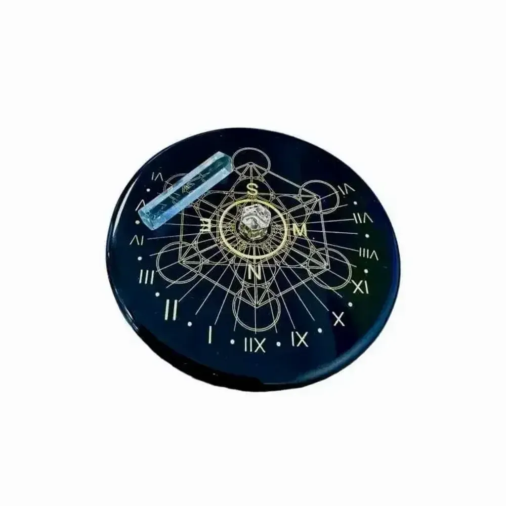 Jewelry - Metatron black onyx plaque with rock crystal 8cm - ARABESK