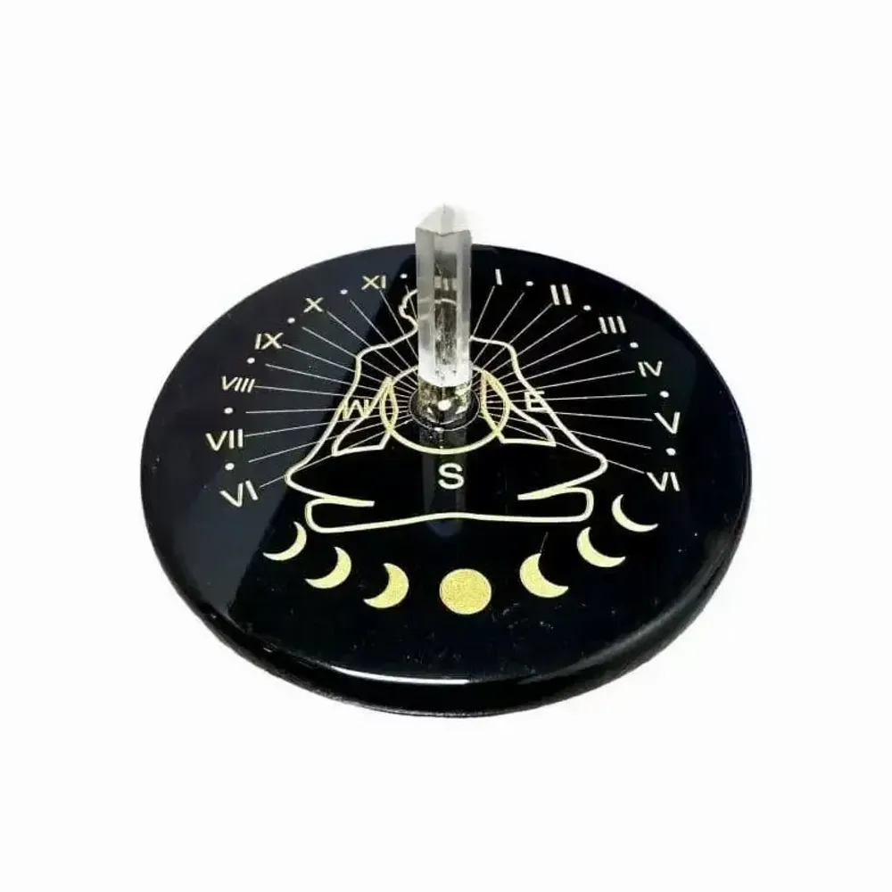 Bijoux - Plaque Onyx noir pentacle avec cristal de roche 8cm - ARABESK