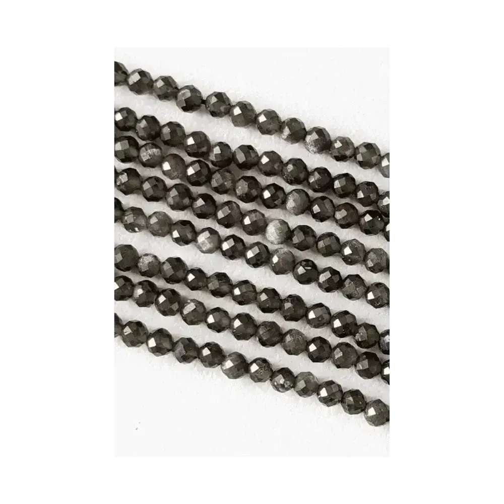Jewelry - Faceted Black Golden Obsidian AA beads 3-4mm on 40cm wire - ARABESK