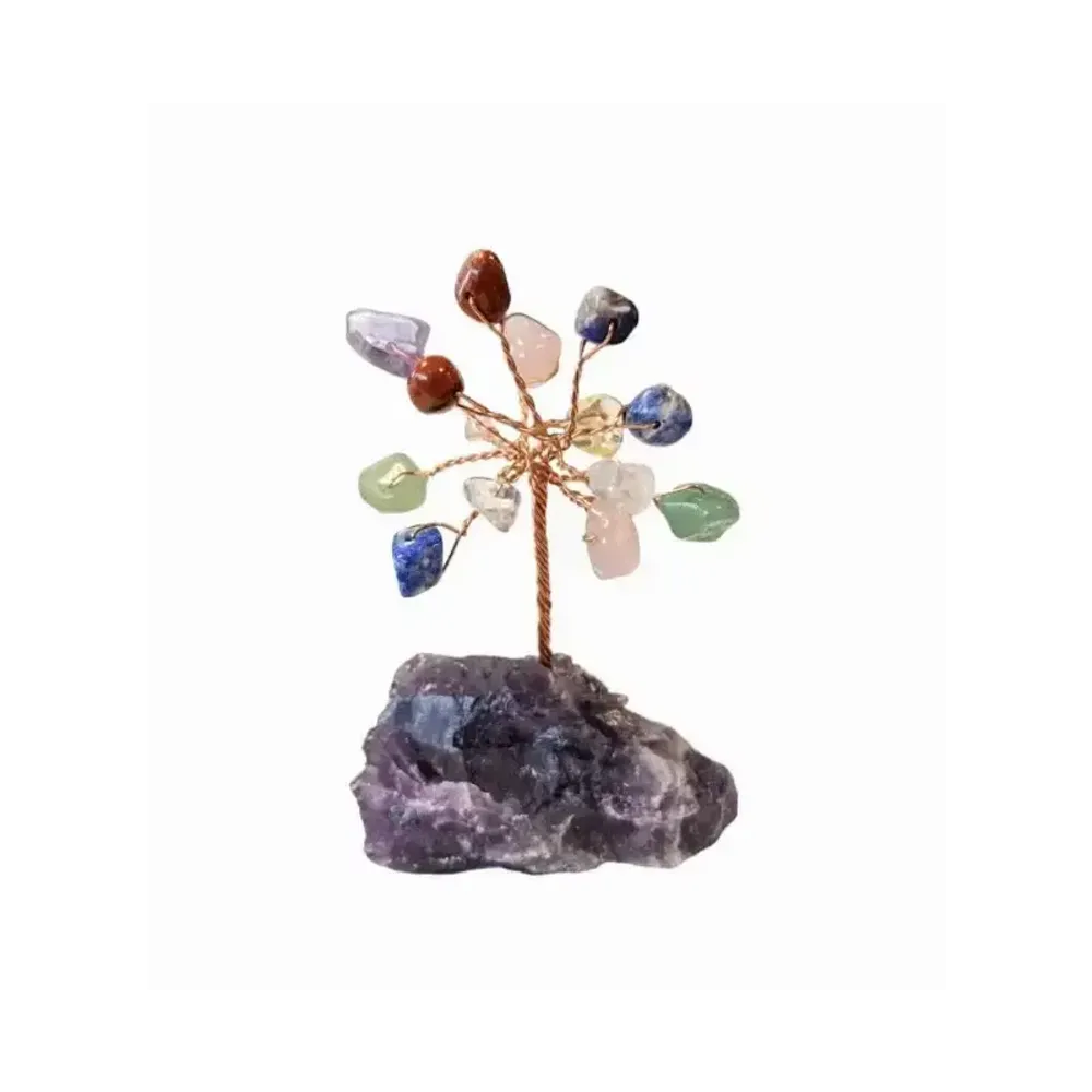 Bijoux - Arbre de Vie 7 Chakras sur Druse Amethyste 8cm  - ARABESK