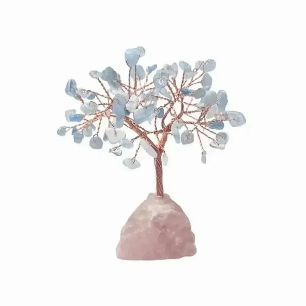 Bijoux - Arbre de Vie Aigue Marine sur Druse Quartz Rose 12-13cm - ARABESK