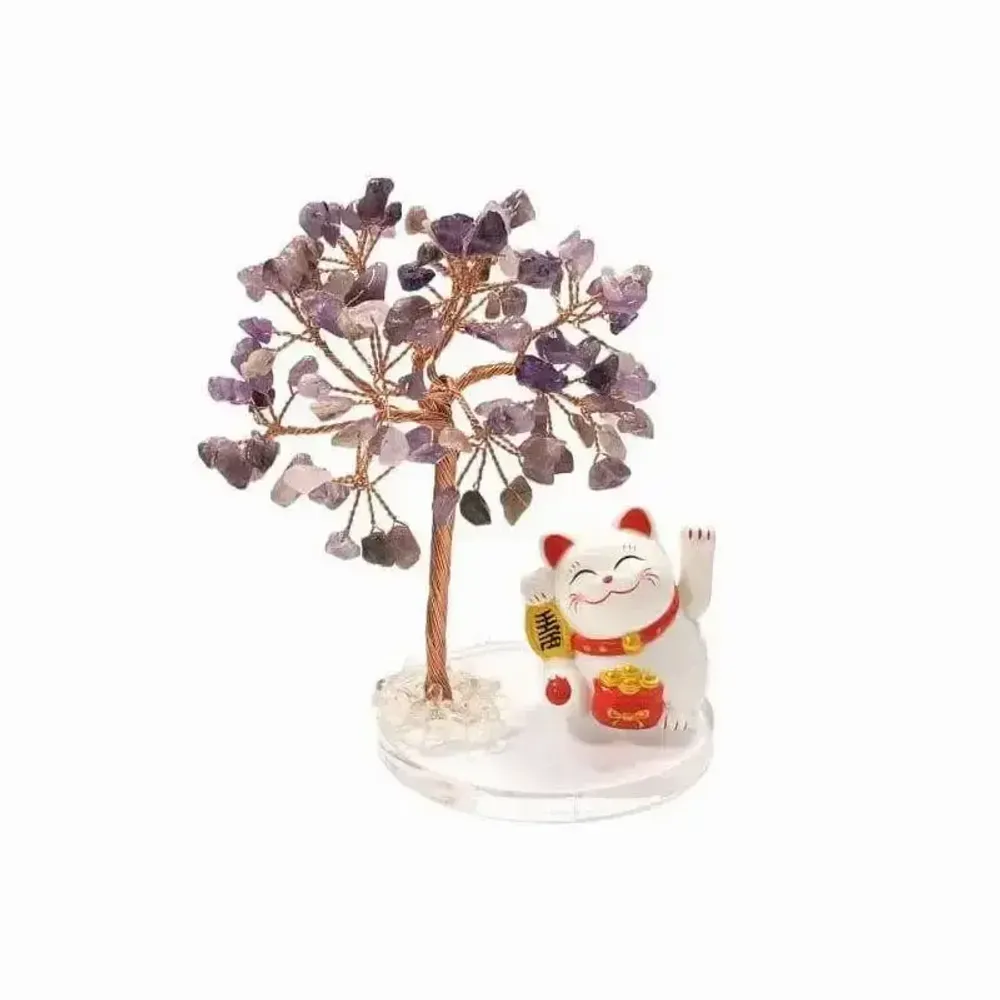 Bijoux - Arbre de Vie en Amethyste avec Manekineko - ARABESK