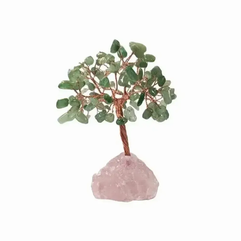 Bijoux - Arbre de Vie Aventurine Verte sur Druse Quartz Rose 12-13cm - ARABESK