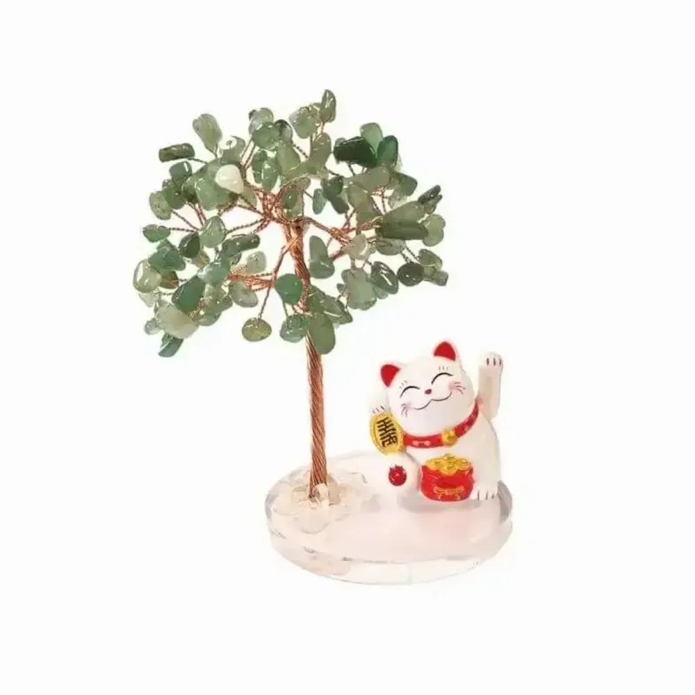 Jewelry - Tree of Life in Green Aventurine with Manekineko - ARABESK