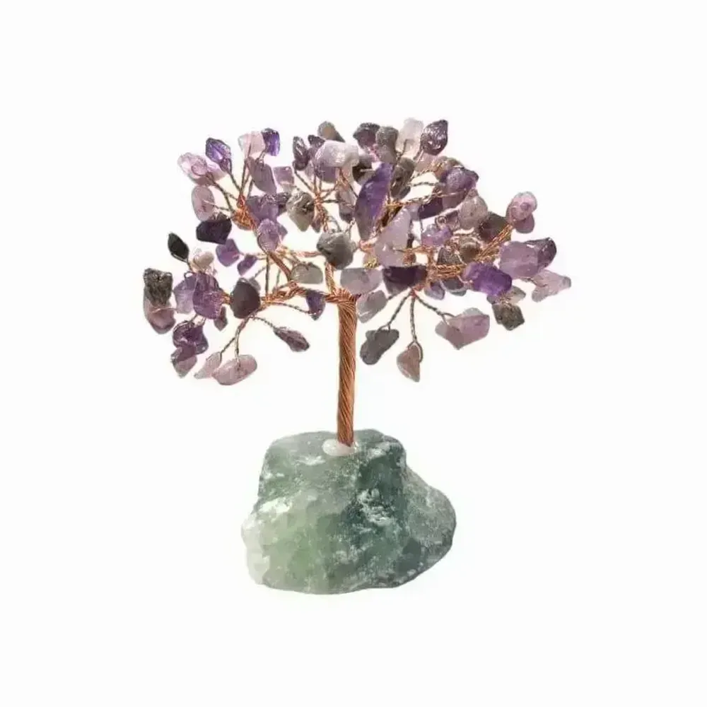 Bijoux - Arbre de Vie Amethyste sur Druse Fluorite Verte 12-13cm - ARABESK