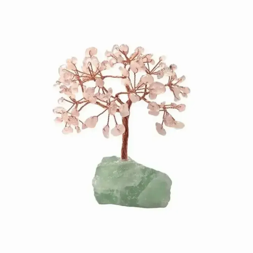 Bijoux - Arbre de Vie Quartz Rose sur Druse Fluorite Verte 12-13cm - ARABESK