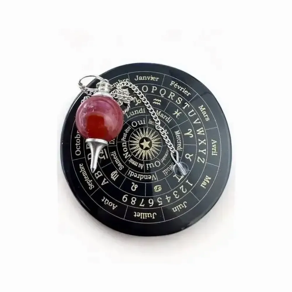 Bijoux - Plaque divinatoire Onyx noir  8cm - ARABESK