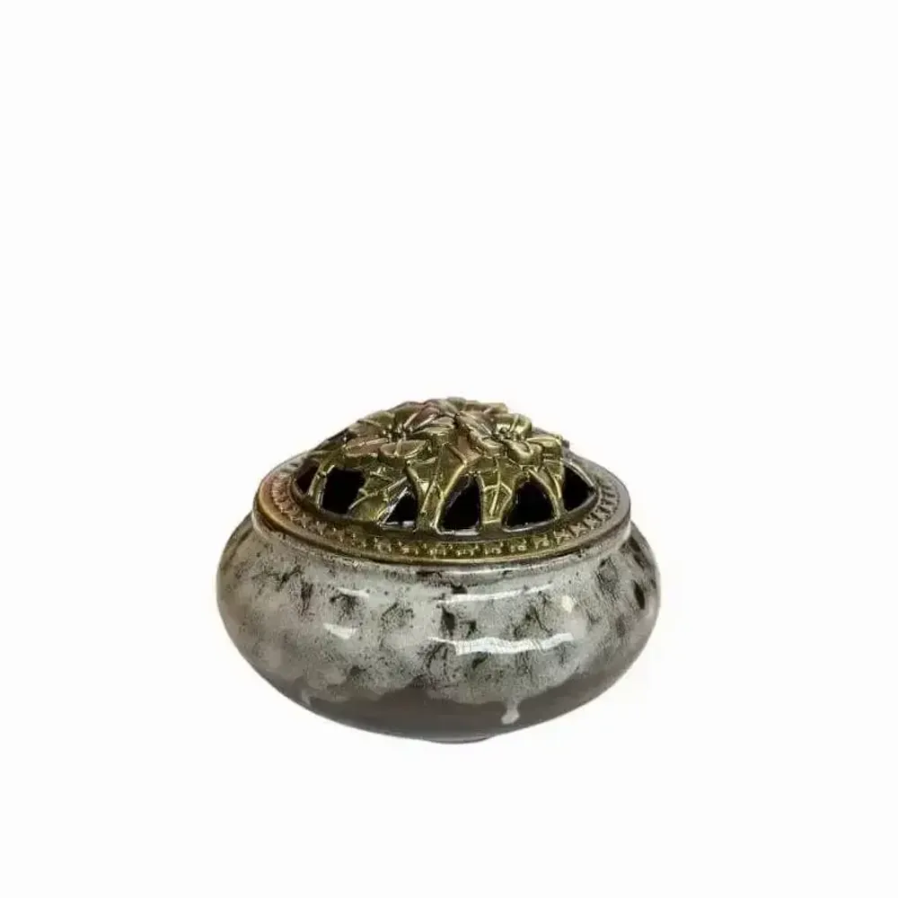 Senteurs - Porte Encens Céramique Marron et Gris 10cm - ARABESK