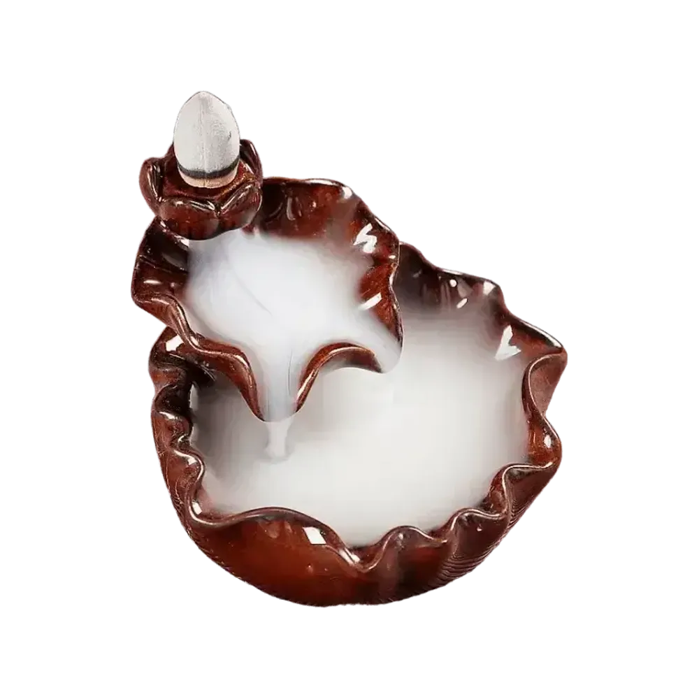 Senteurs - Porte Encens Backflow Céramique Cascade Fleur de Lotus  6cm - ARABESK