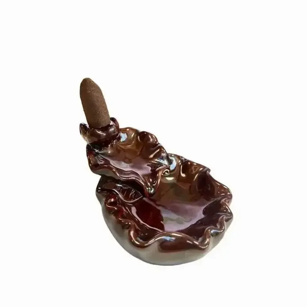Senteurs - Porte Encens Backflow Céramique Cascade Fleur de Lotus  6cm - ARABESK