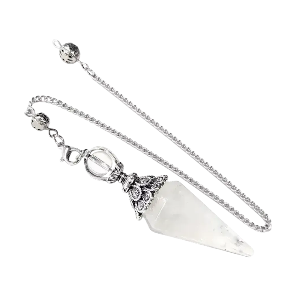 Bijoux - Pendule Cristal de Roche 6 faces & Métal - ARABESK