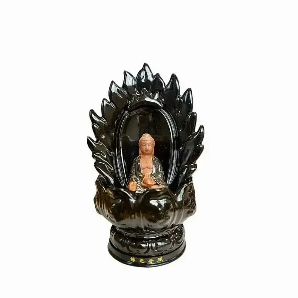 Senteurs - Porte Encens Backflow Céramique Bouddha Fleur de Lotus  22cm - ARABESK