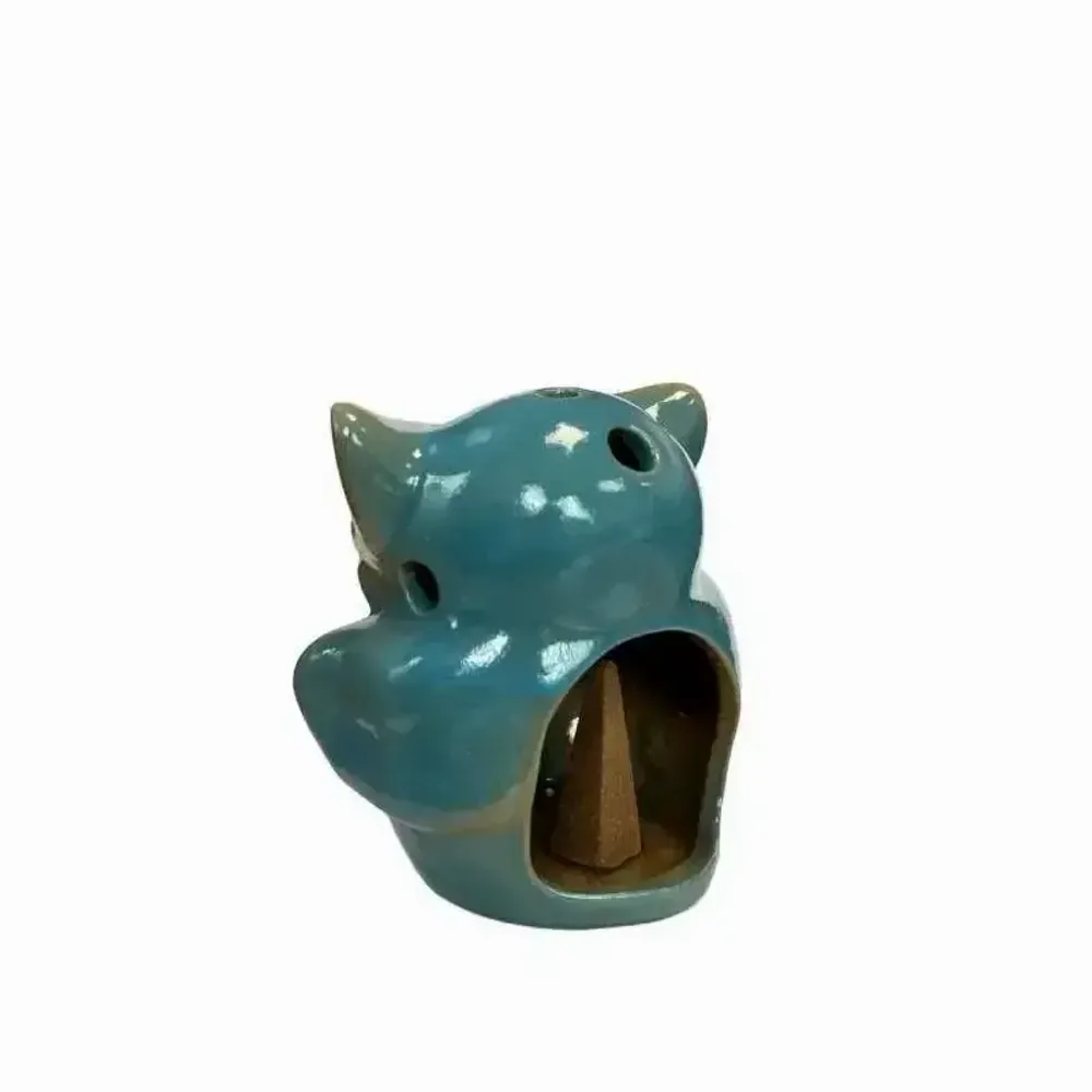 Bougeoirs et photophores  - Bougeoir Hibou Bleu 10cm - ARABESK