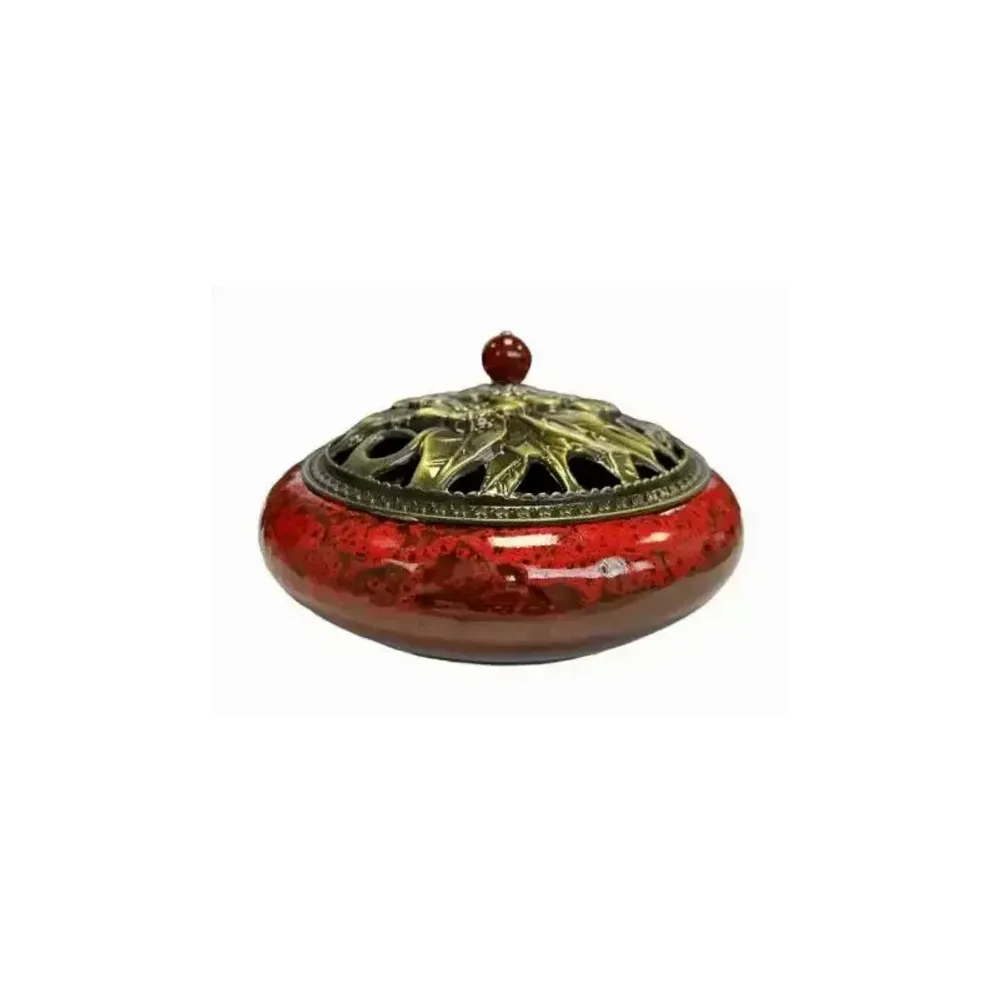 Senteurs - Porte Encens Céramique Rouge 14cm - ARABESK