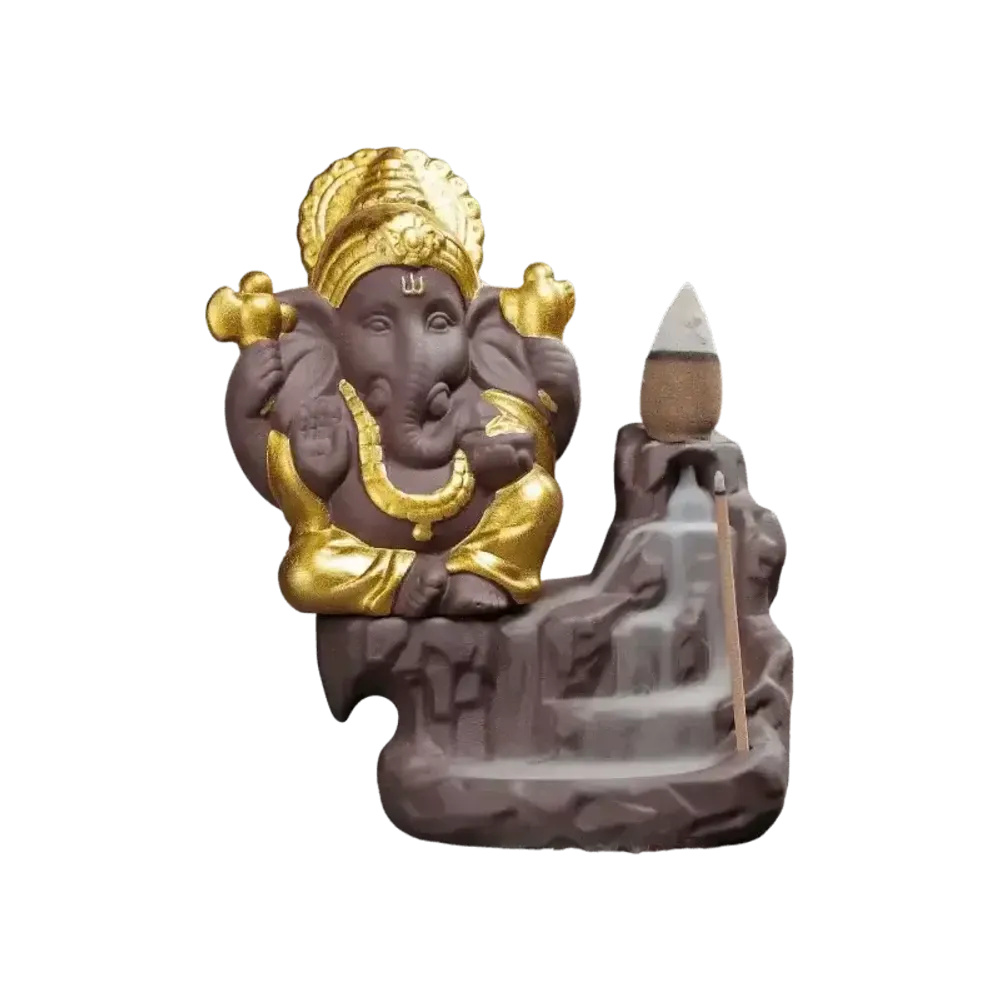 Senteurs - Porte Encens Backflow Ganesh Gold 11cm - ARABESK