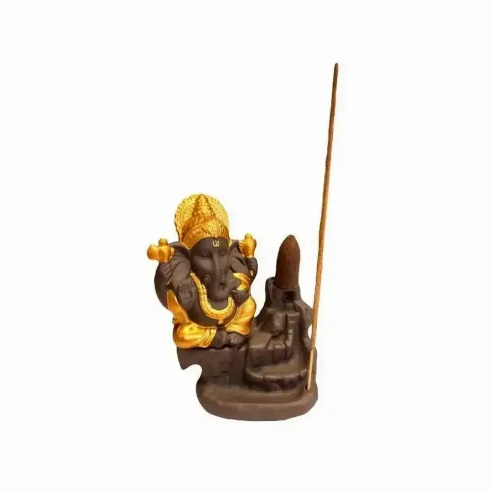 Senteurs - Porte Encens Backflow Ganesh Gold 11cm - ARABESK