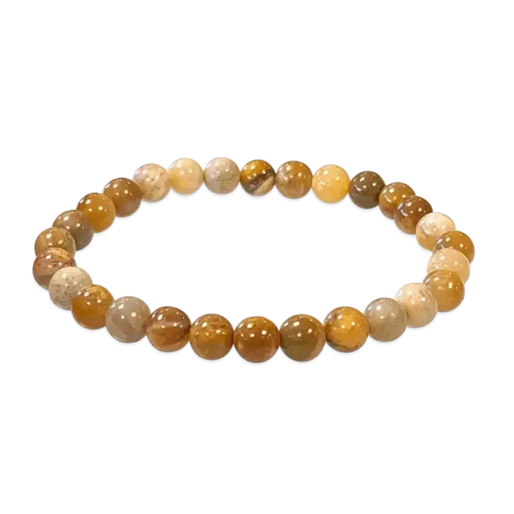 Bracelets - Coral Fossil 6mm pearls bracelet - ARABESK