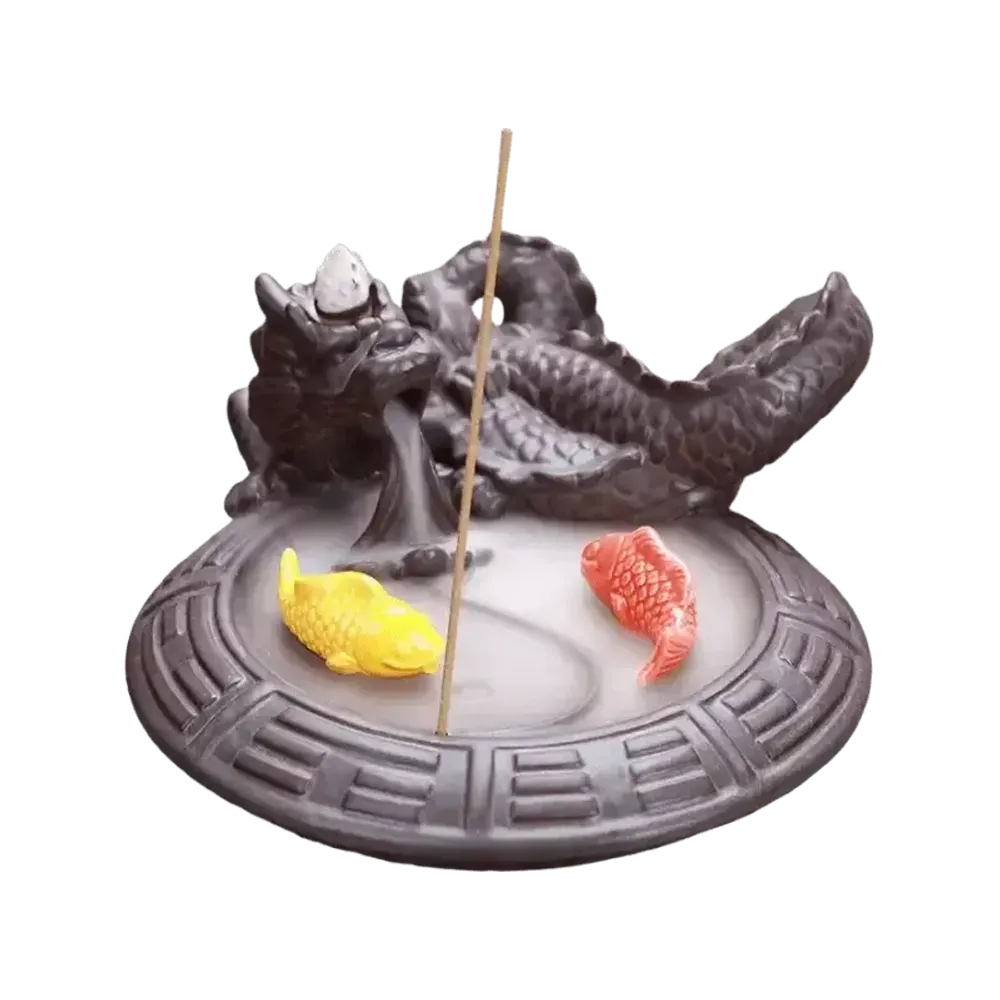 Senteurs - Porte Encens Backflow  Dragón/Poisson Koi  17cm - ARABESK