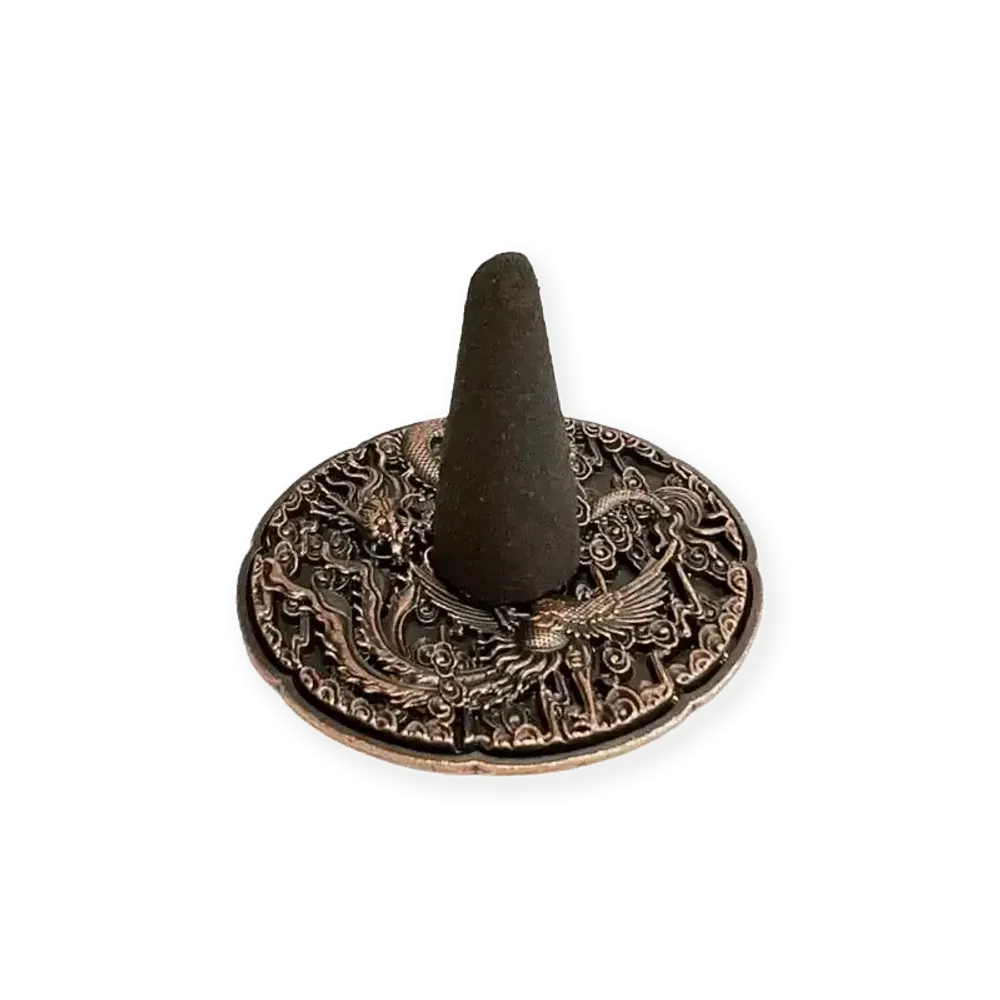 Scents - Dragon and Phoenix Metal Incense Holder - 5 cm - ARABESK