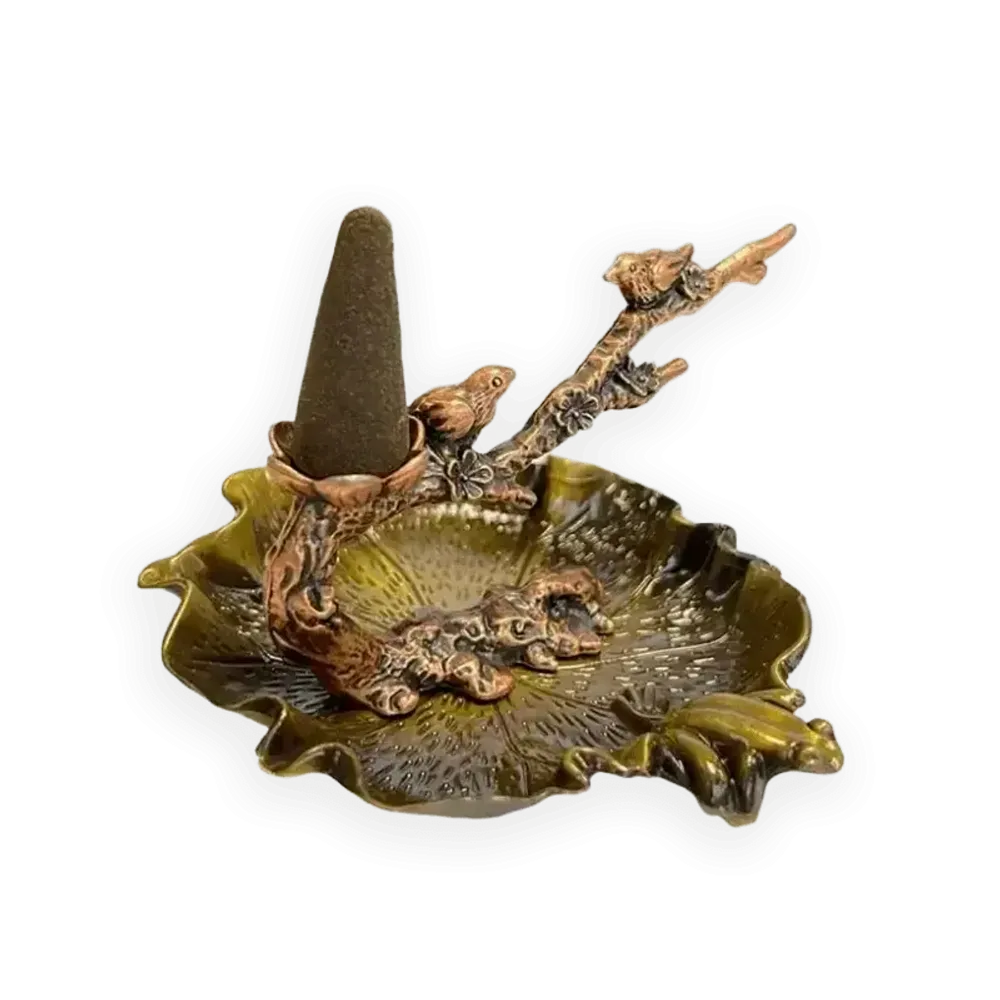 Scents - Incense Holder Backflow Metal Japanese Pond Frog Bronze - ARABESK