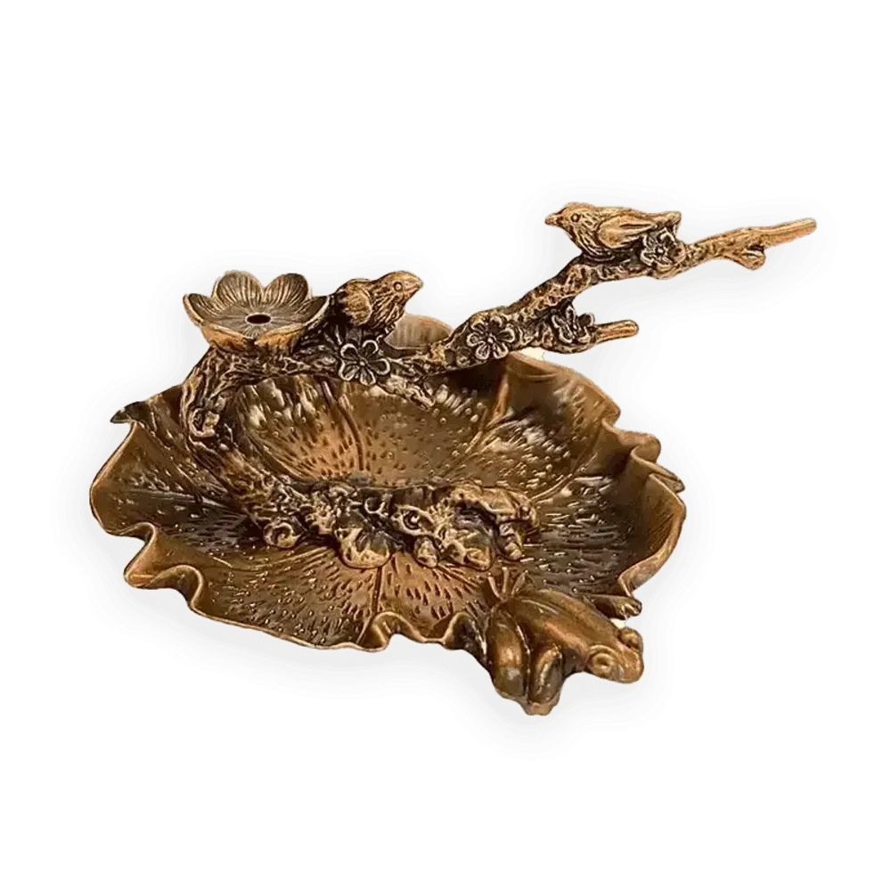 Scents - Incense Holder Backflow Metal Japanese Pond Frog Copper - ARABESK