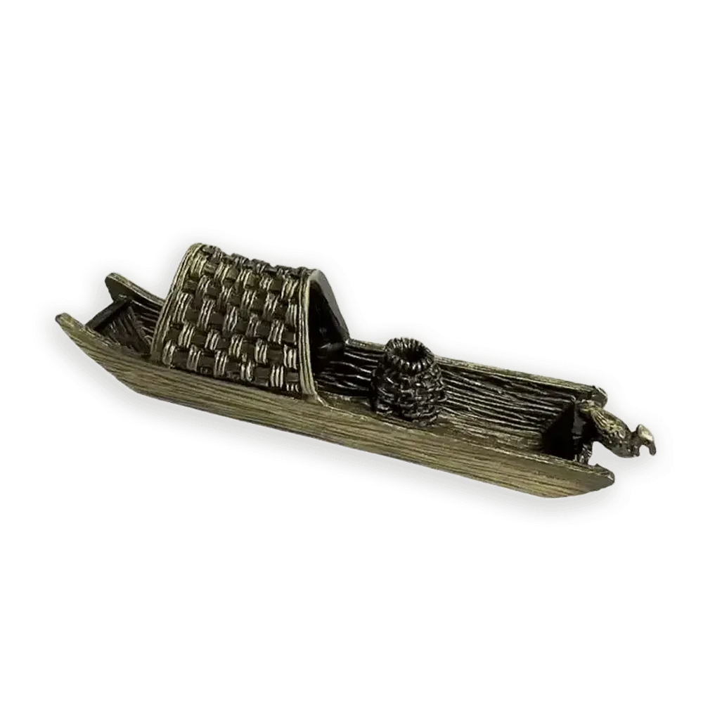 Senteurs - Porte Encens Métal Bateau Bronze 9.5 cm - ARABESK