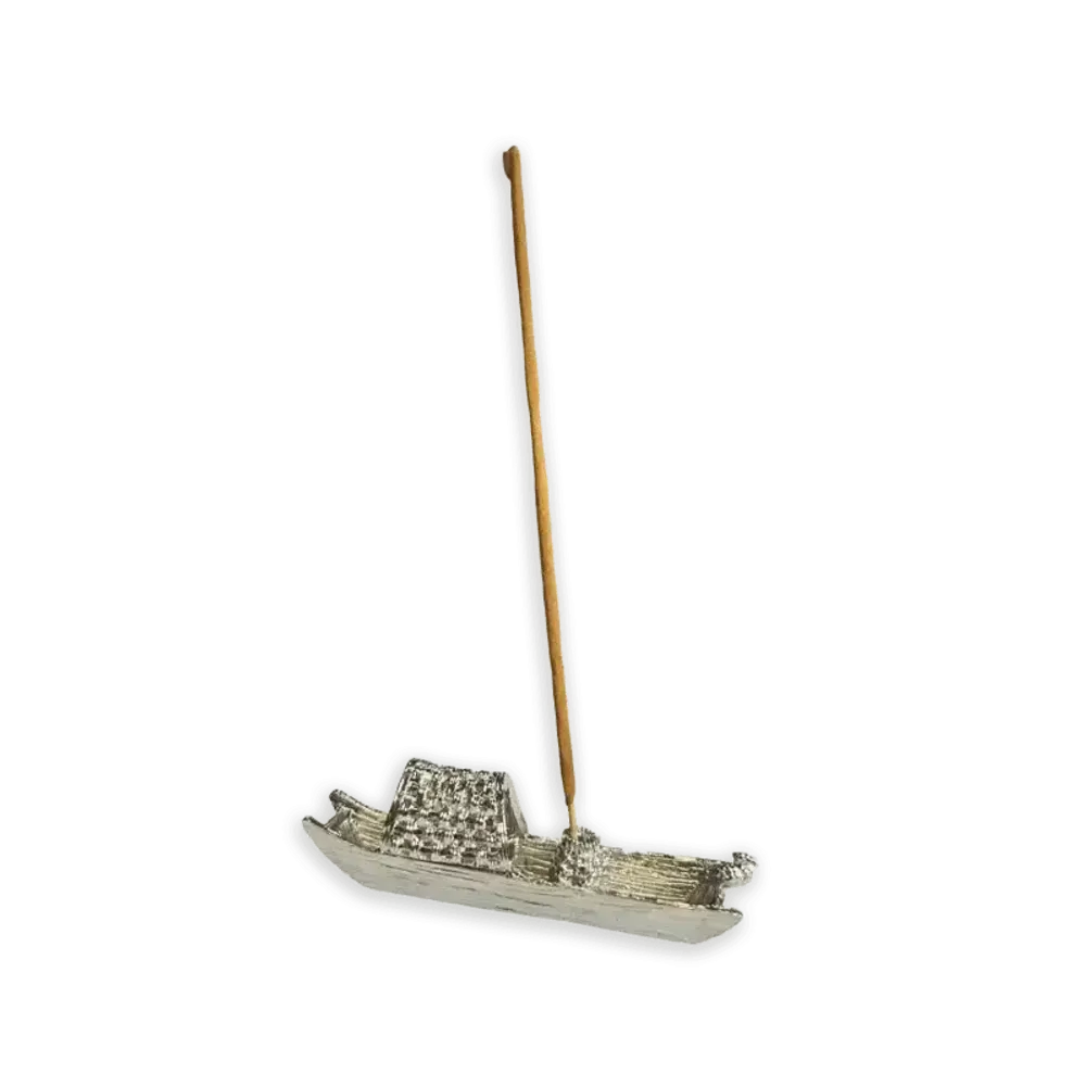 Scents - Metal Incense Holder Boat Silver 9.5 cm - ARABESK