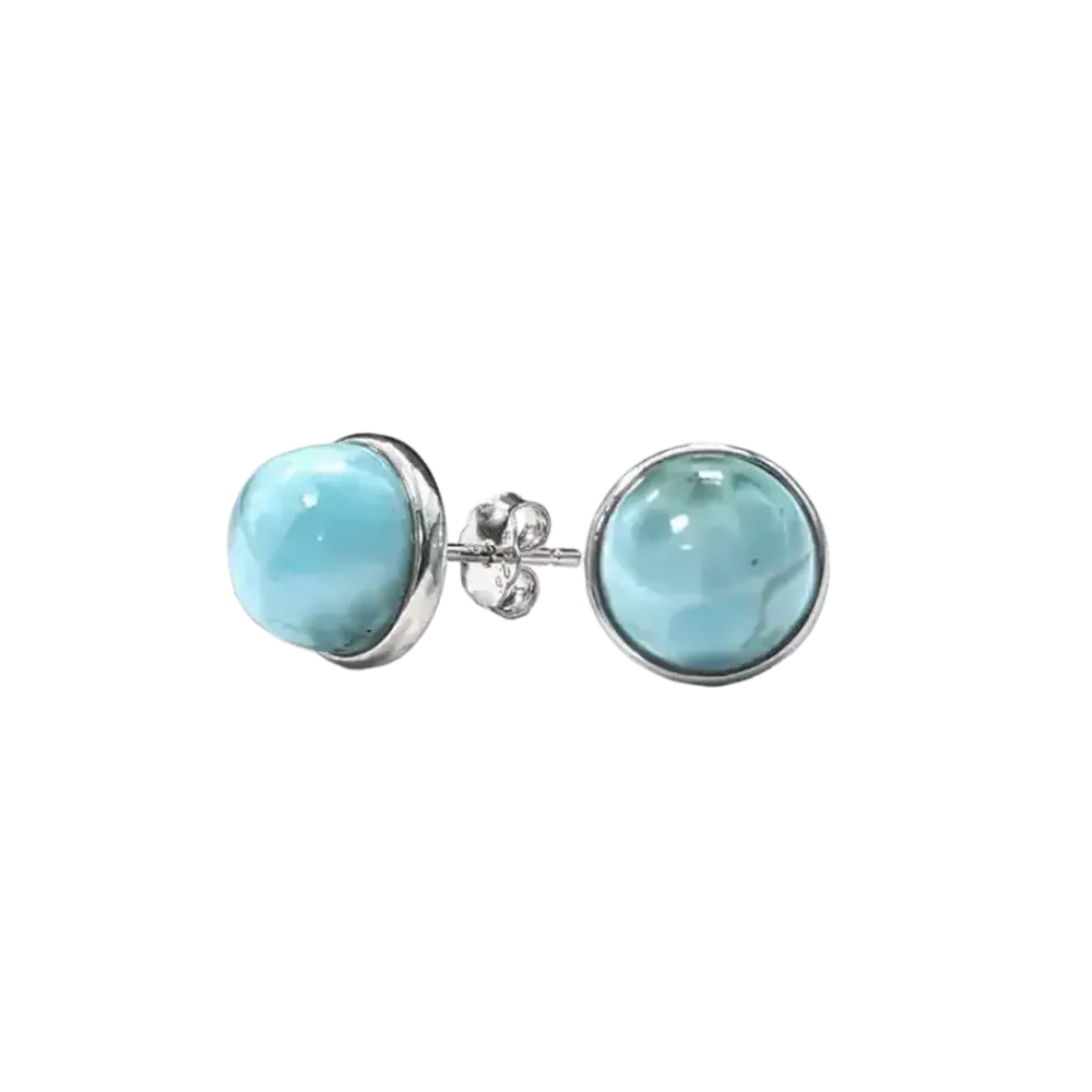 Jewelry - 925 Silver Earrings Larimar AA 8mm - ARABESK